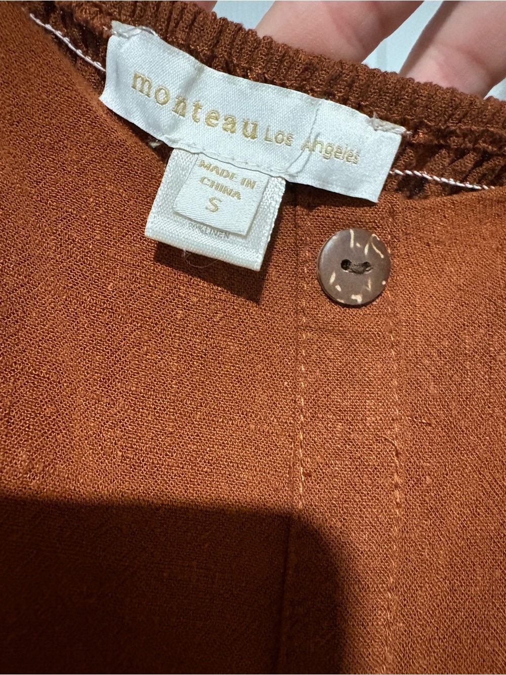 Monteau Rust Button-Front Ruffle Strap Midi Dress - Picture 4 of 4